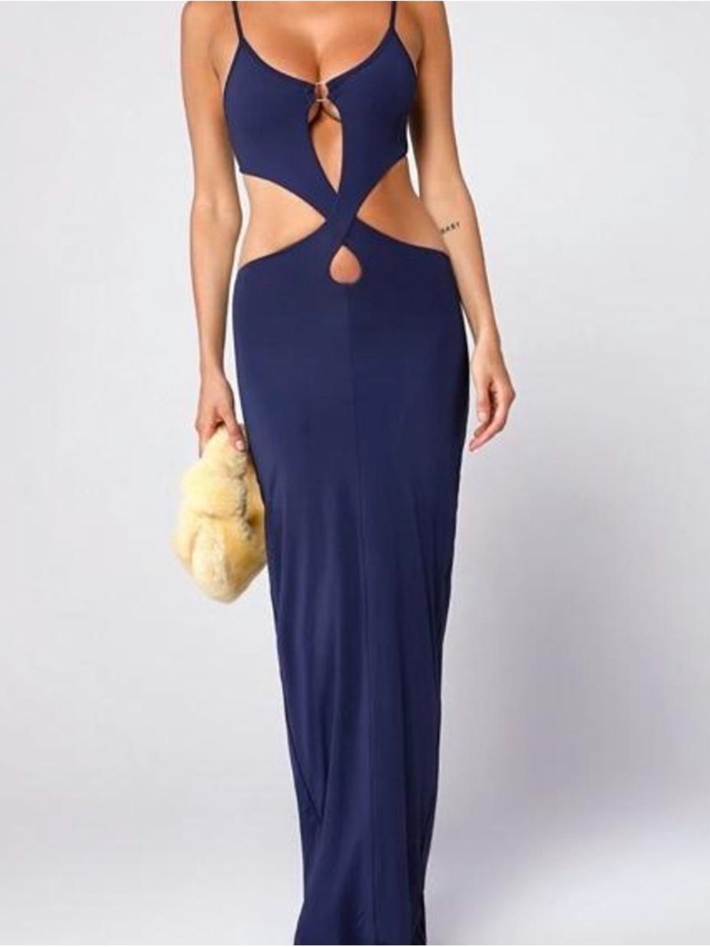Tiger Mist Navy Cutout Maxi Dress with Spaghetti Straps